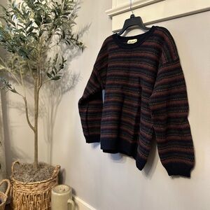 Amazing VTG 90s Eddie Bauer 100% Wool Striped Dad Sweater